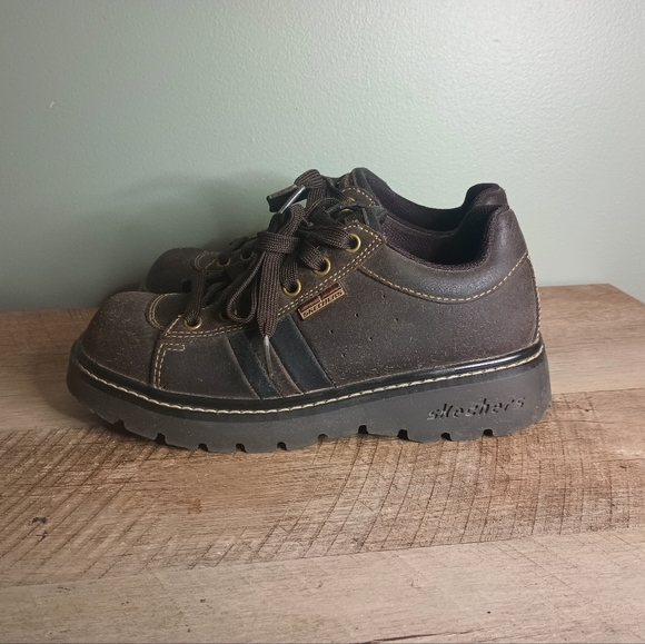 Skechers Womens Y2K Chunky Oxford Sneakers 7.5 Brown Leather Suede Grunge - Picture 7 of 16